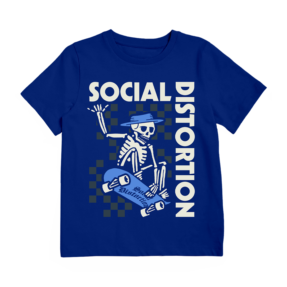 – Skateboard T-Shirt Youth Blue Store Distortion Social Official